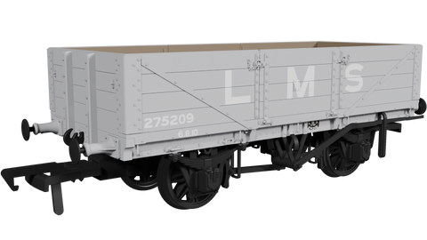 Rapido Trains 950005 OO Gauge LNWR D84 4-Plank Open – No.275209 LMS Grey (pre-1936)