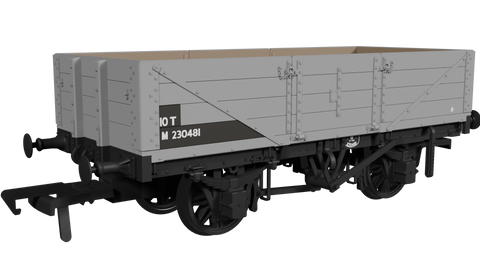 Rapido Trains 950010 OO Gauge LNWR D84 4-Plank Open – No.M230481 BR Grey