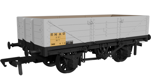 Rapido Trains 950011 OO Gauge LNWR D84 4-Plank Open – No.281 RNAD Grey