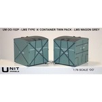 Unit Models OO-152P OO/HO Gauge 2x Type A Containers LMS Grey