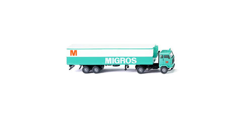 Wiking 054301 HO Gauge Refrigerated semi-trailer (Volvo F89) "Migros"