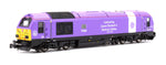 Dapol 2D-010-016 N Gauge Class 67 007 DB Cargo Platinum Jubilee Purple