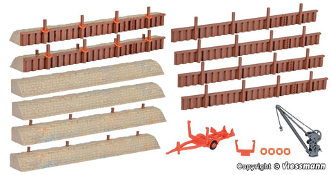 Kibri 38528 HO/OO Gauge Harbour Wall and Accessories Kit