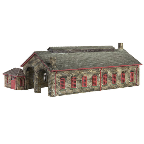 Graham Farish 42-0157R N Gauge Two Road Stone Engine Shed Red