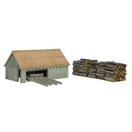 Bachmann 44-1008 OO Gauge Sawmill and Woodpile Natural Wood