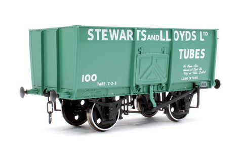 Dapol 7F-041-007 O Gauge 14t Slope Sided Mineral Wagon Green Stewart & Lloyd 100