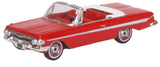 Oxford Diecast 87CI61002 1:87/HO Gauge Chevrolet Impala 1961 Convertible Roman Red/white