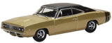 Oxford Diecast 87DC68002 1:87/HO Gauge Dodge Charger 1968 Gold and Black