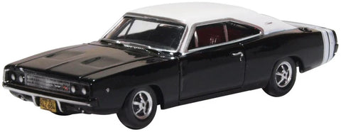 Oxford Diecast 87DC68003 1:87/HO Gauge Dodge Charger 1968 Black/white