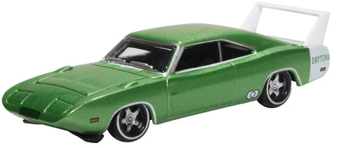 Oxford Diecast 87DD69003 1:87/HO Gauge Dodge Charger Daytona 1969 Bright Green/white