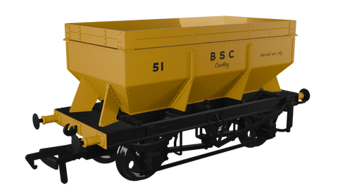 Rapido Trains 963014 OO Gauge LMS Iron Ore Hopper – BSC Yellow No.51