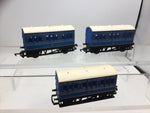 Hornby R1016 OO Gauge Caledonian Light Blue 4 Wheel Coach x3