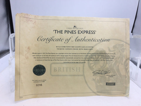 Hornby R2436 OO Gauge The Pines Express Train Pack CERTIFICATE ONLY