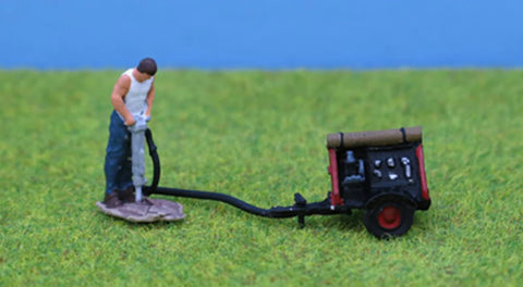 P&D Marsh PDZ38 OO Gauge Whitemetal Painted Man w Pneumatic Drill/Compressor