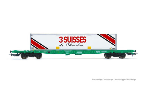 Jouef HJ6277 HO Gauge SNCF S70 Flat Wagon w/3 Suisses Swapboy Load IV