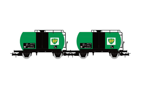 Rivarossi HR6567 HO Gauge FS BP 2 Axle Tank Wagon Set Green (2) IV