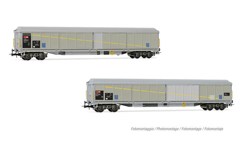 Rivarossi HR6650 HO Gauge SBB Habils 4 Axle Sliding Wall Wagon Set (2) V