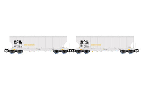 Rivarossi HR6675 HO Gauge ATIR-Rail Bogie Silo Wagon Set Grey (2) VI