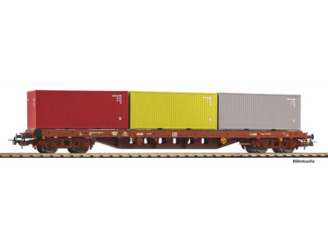 Piko 24539 HO Gauge Classic SNCB Bogie Flat Wagon w/3 x Container Load V