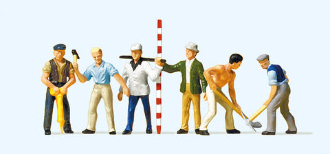 Preiser 10030 HO/OO Gauge Road Workers (6) with Equipment Exclusive Figure Set