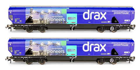 Hornby R60177A OO Gauge Drax Biomass Wagon Pack, 83700698083-8 & 83700698158-8 