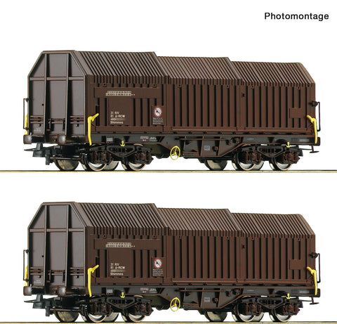 Roco 6600132 HO Gauge Rail Cargo Austria Shimmns Telescopic Hood Wagon Set(2) VI