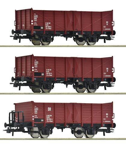 Roco 6600146 HO Gauge DR El-u(Omu) Open Wagon Set (3) IV