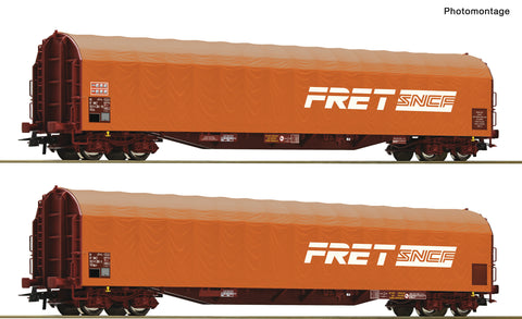 Roco 6600161 HO Gauge SNCF Fret Rilns Sliding Tarpaulin Wagon Set (2) IV