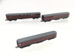 Minitrix 13115/13116 N Gauge BR Maroon Gresley Coach x3