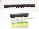 Minitrix 13115/13116 N Gauge BR Maroon Gresley Coach x3